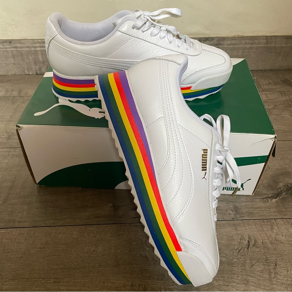 PUMA Roma Amor Rainbow Sneakers - Leather - NIB 🌈 Retro Style